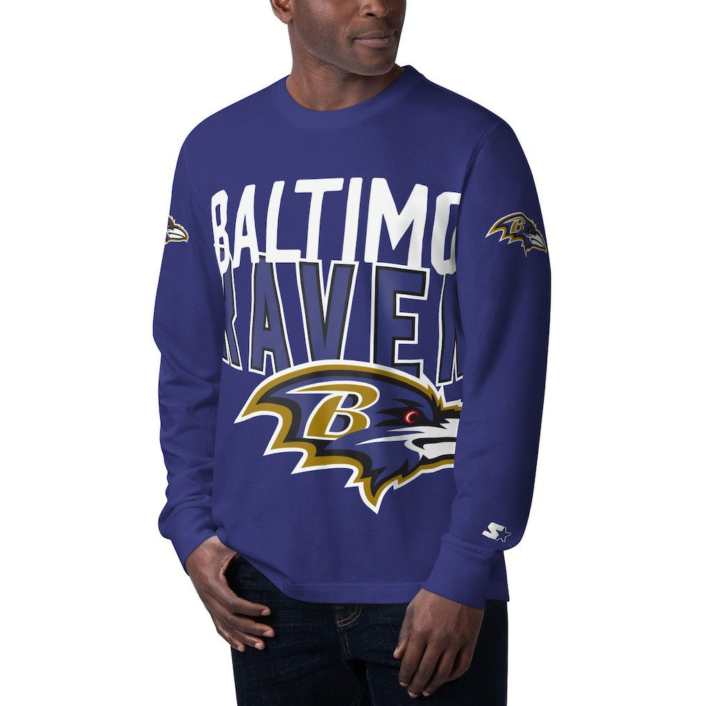 Baltimore Ravens Starter Clutch Hit Long Sleeve T-Shirt Purple
