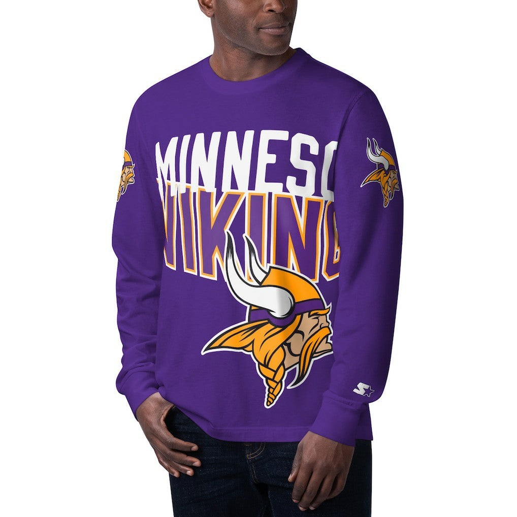 Minnesota Vikings Starter Clutch Hit Long Sleeve T-Shirt Purple
