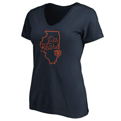 Chicago Bears Women's Script V-Neck T-Shirt Navy