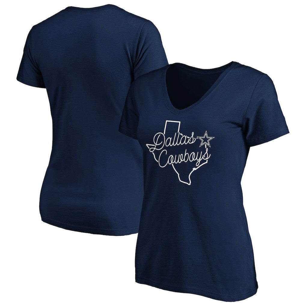 Dallas Cowboys Women's Script V-Neck T-Shirt Navy