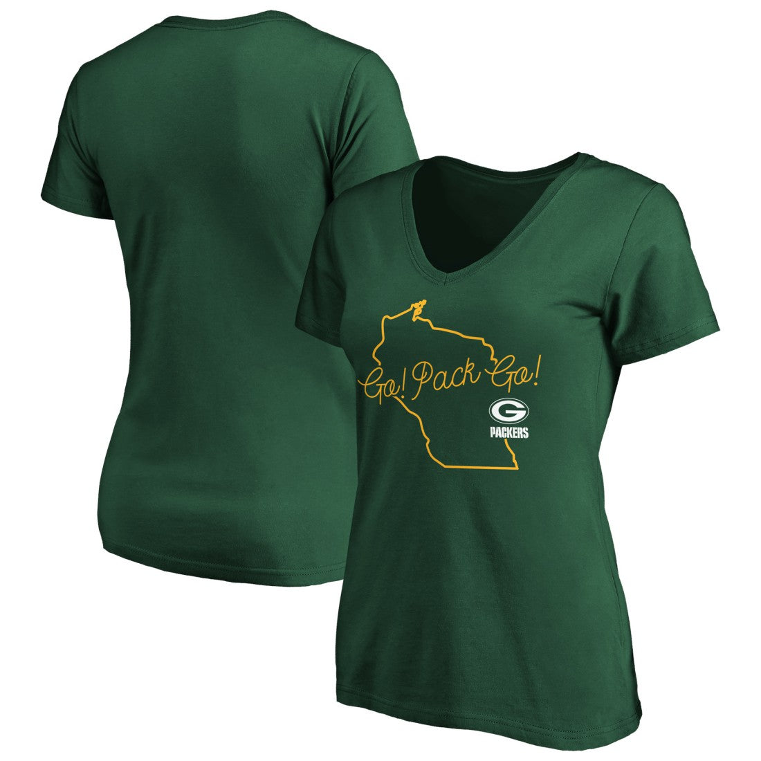 Green Bay Packers Women's Script V-Neck T-Shirt Green