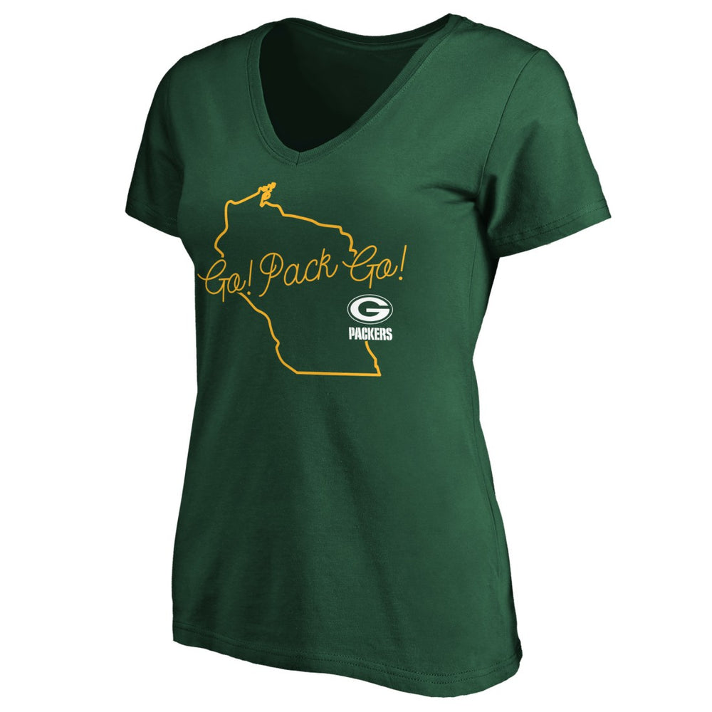 Green Bay Packers Women's Script V-Neck T-Shirt Green