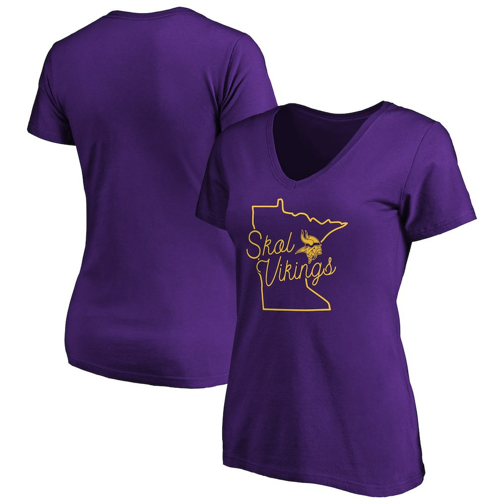 Minnesota Vikings Women's Script V-Neck T-Shirt Purple