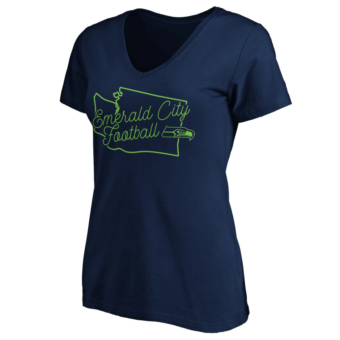 Seattle Seahawks Women's Script V-Neck T-Shirt College Navy
