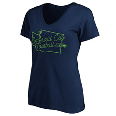 Seattle Seahawks Women's Script V-Neck T-Shirt College Navy