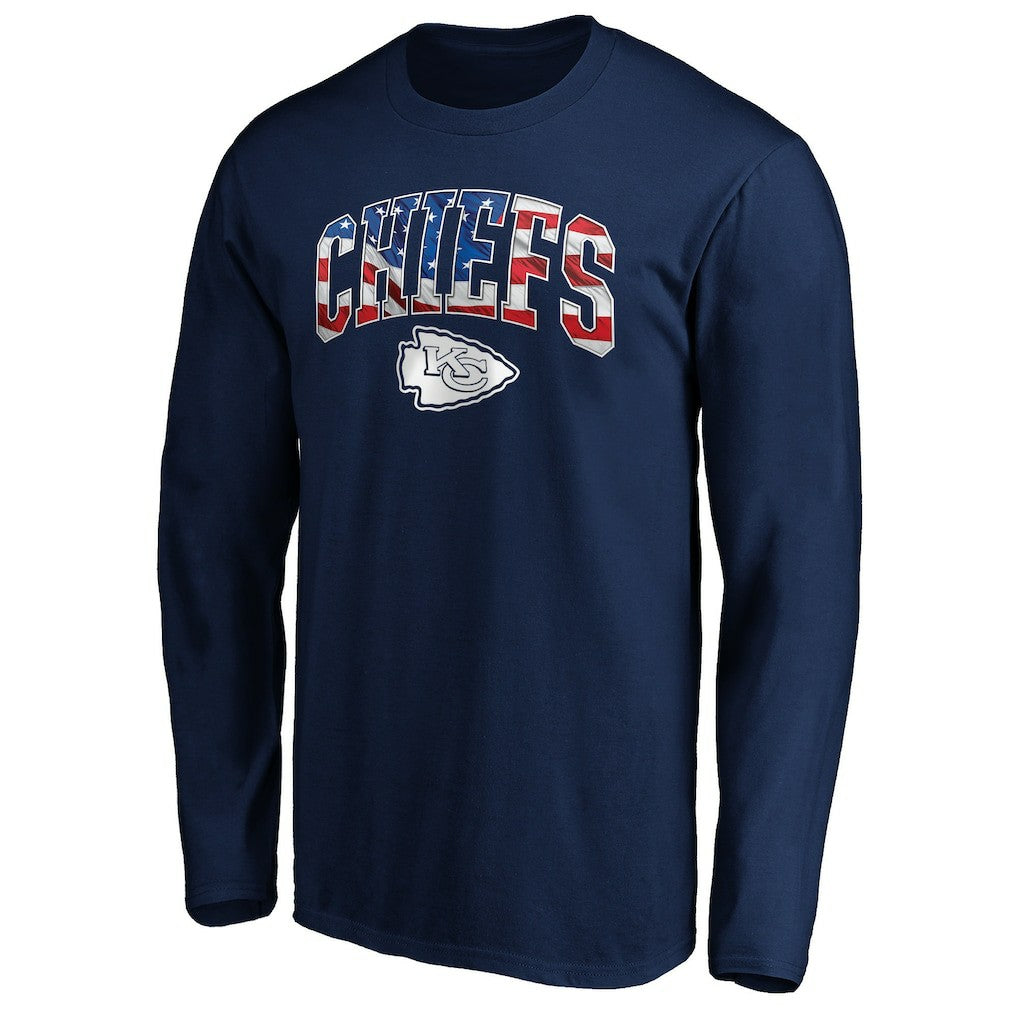 Kansas City Chiefs Banner Wave Long Sleeve T-Shirt Navy