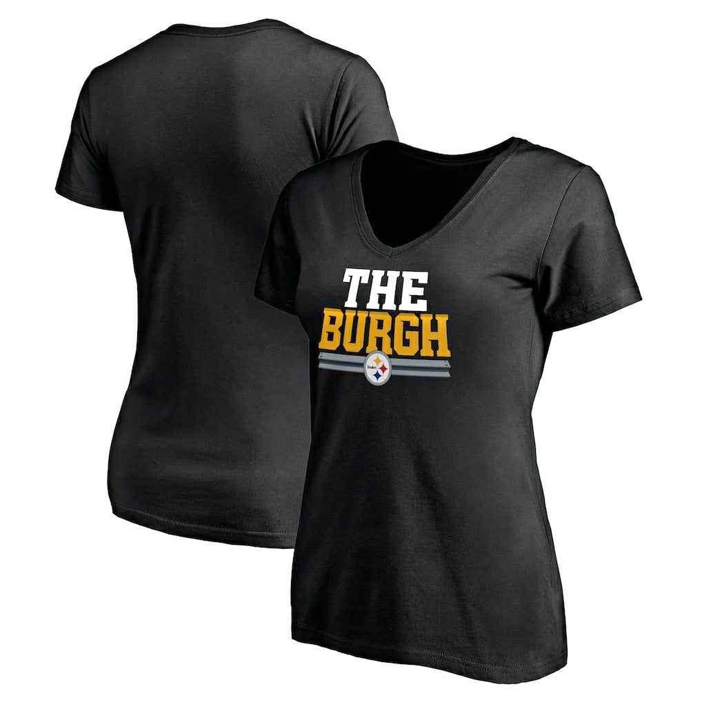 Pittsburgh Steelers Women's Hometown Collection The Burgh V-Neck T-Shirt Black