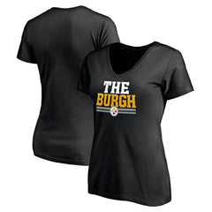 Pittsburgh Steelers Women's Hometown Collection The Burgh V-Neck T-Shirt Black