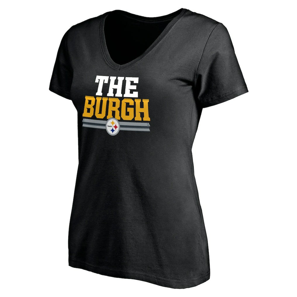 Pittsburgh Steelers Women's Hometown Collection The Burgh V-Neck T-Shirt Black