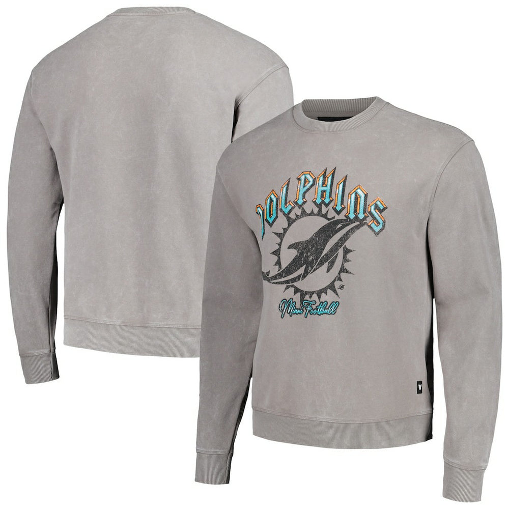 Miami Dolphins The Wild Collective Unisex Distressed Pullover Sweatshirt Gray