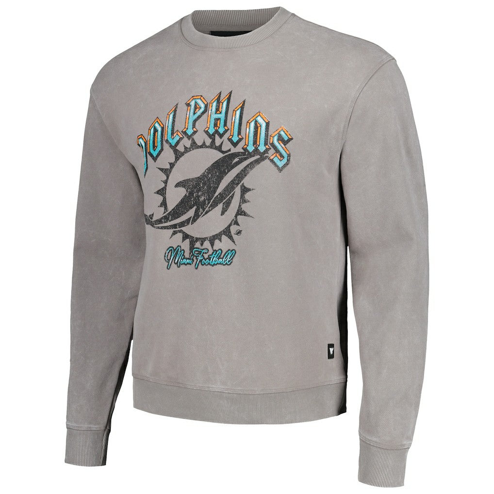 Miami Dolphins The Wild Collective Unisex Distressed Pullover Sweatshirt Gray