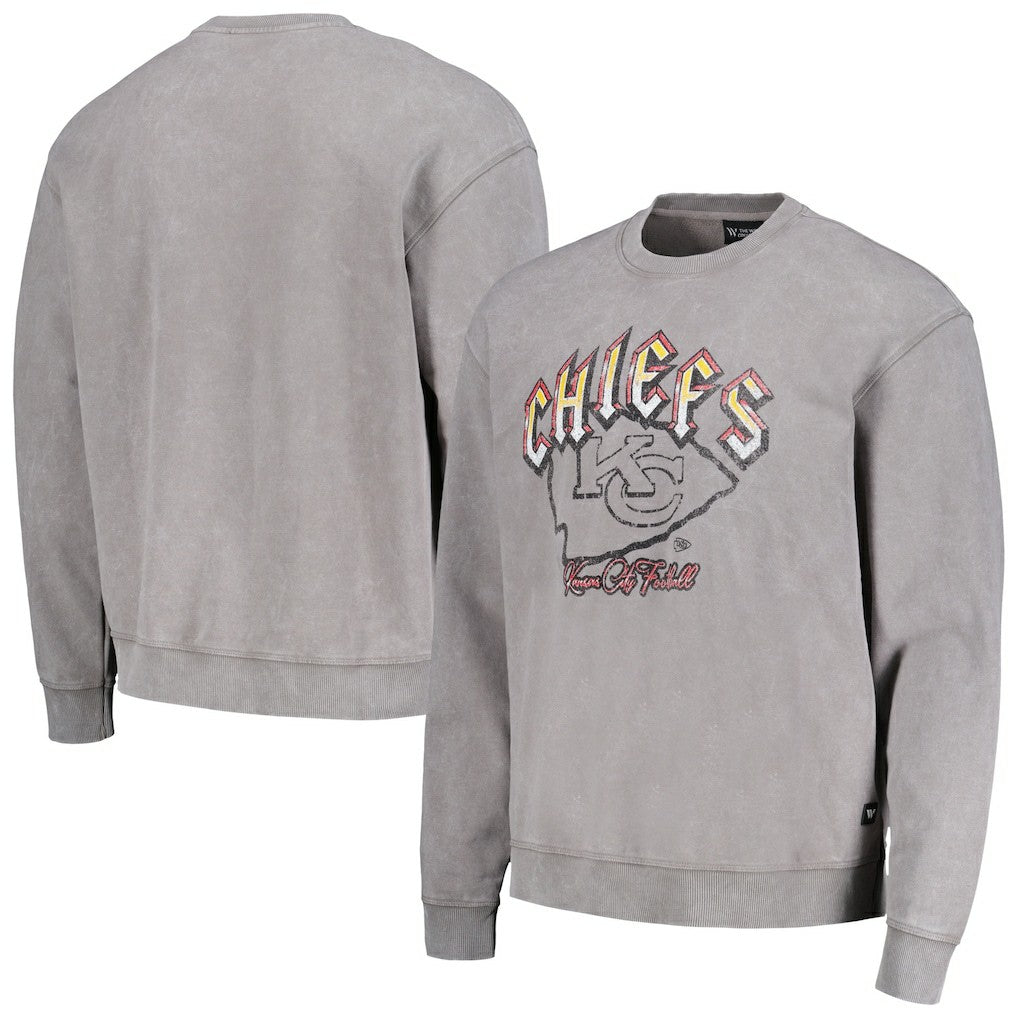 Kansas City Chiefs The Wild Collective Unisex Distressed Pullover Sweatshirt Gray
