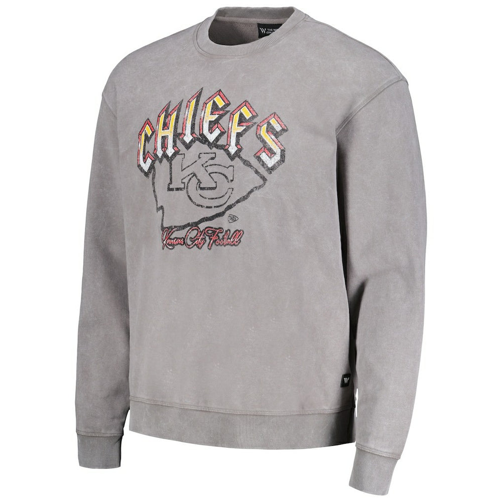 Kansas City Chiefs The Wild Collective Unisex Distressed Pullover Sweatshirt Gray