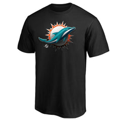 Miami Dolphins Midnight Mascot Team Logo T-Shirt Black