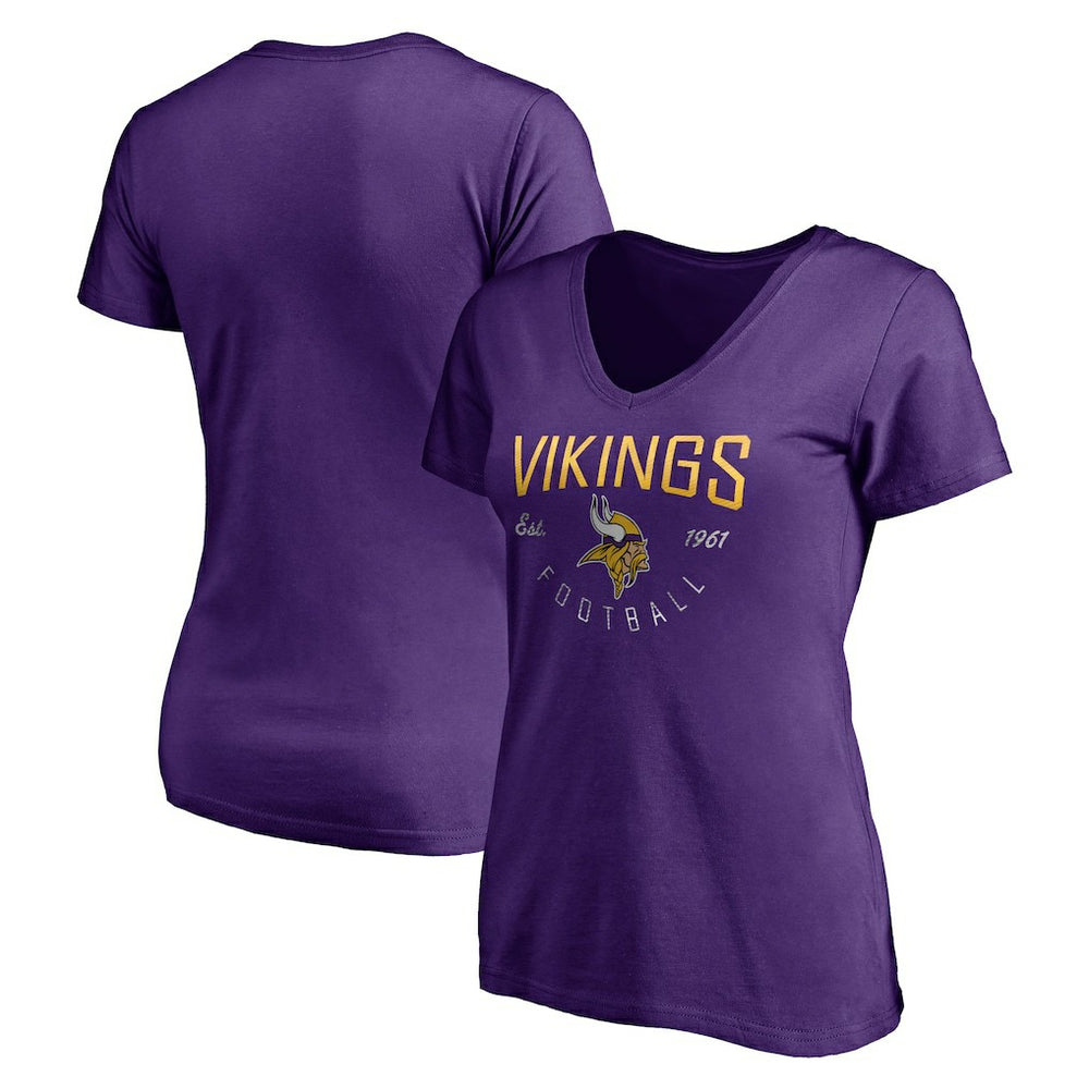 Minnesota Vikings Women's Live For It V-Neck T-Shirt Purple