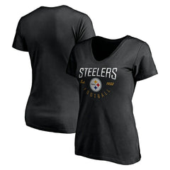 Pittsburgh Steelers Women's Live For It V-Neck T-Shirt Black