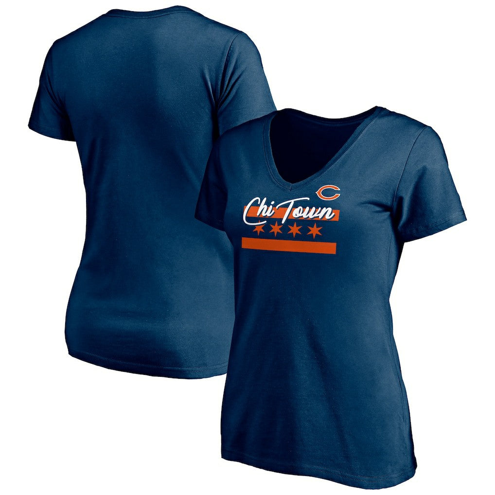 Chicago Bears Women's Hometown Collection Chi Town V-Neck T-Shirt Navy