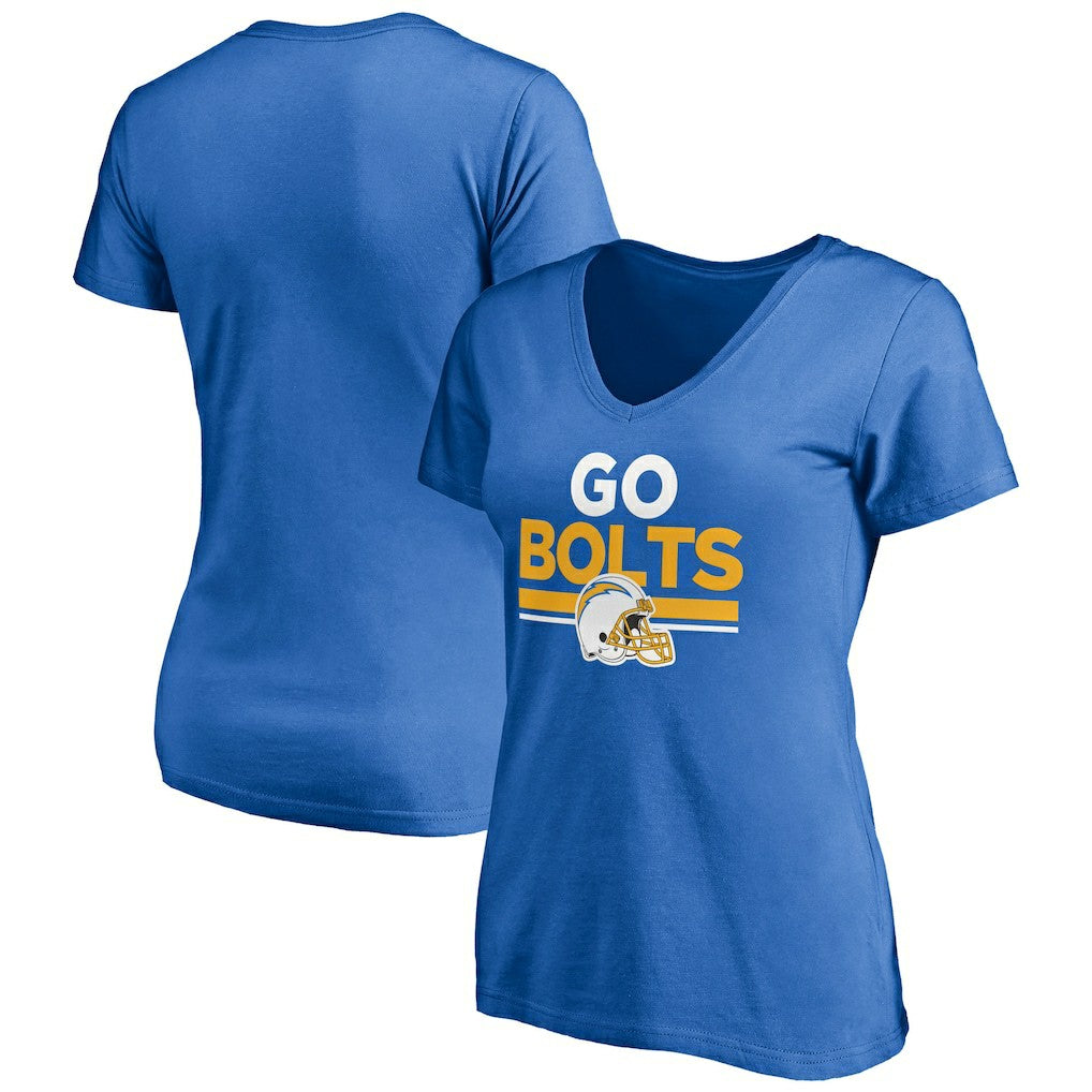 Los Angeles Chargers Women's Hometown Collection Go Bolts V-Neck T-Shirt Powder Blue