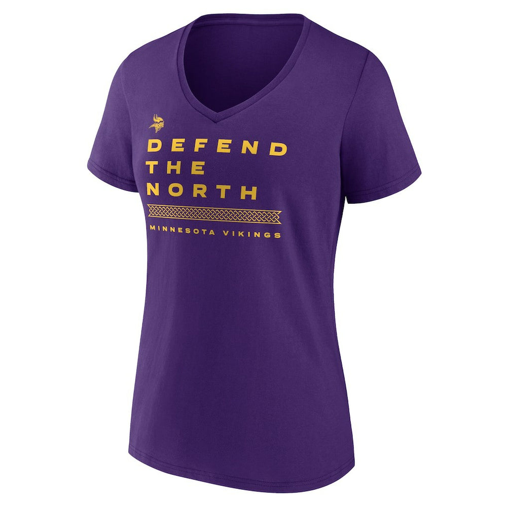 Minnesota Vikings Women's Hometown Collection Defend The North V-Neck T-Shirt Purple