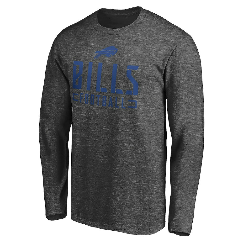 Buffalo Bills Stencil Stack Long Sleeve T-Shirt Charcoal