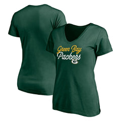 Green Bay Packers Women's Long Stride V-Neck T-Shirt Green