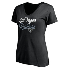 Las Vegas Raiders Women's Long Stride V-Neck T-Shirt Black