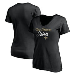 New Orleans Saints Women's Long Stride V-Neck T-Shirt Black