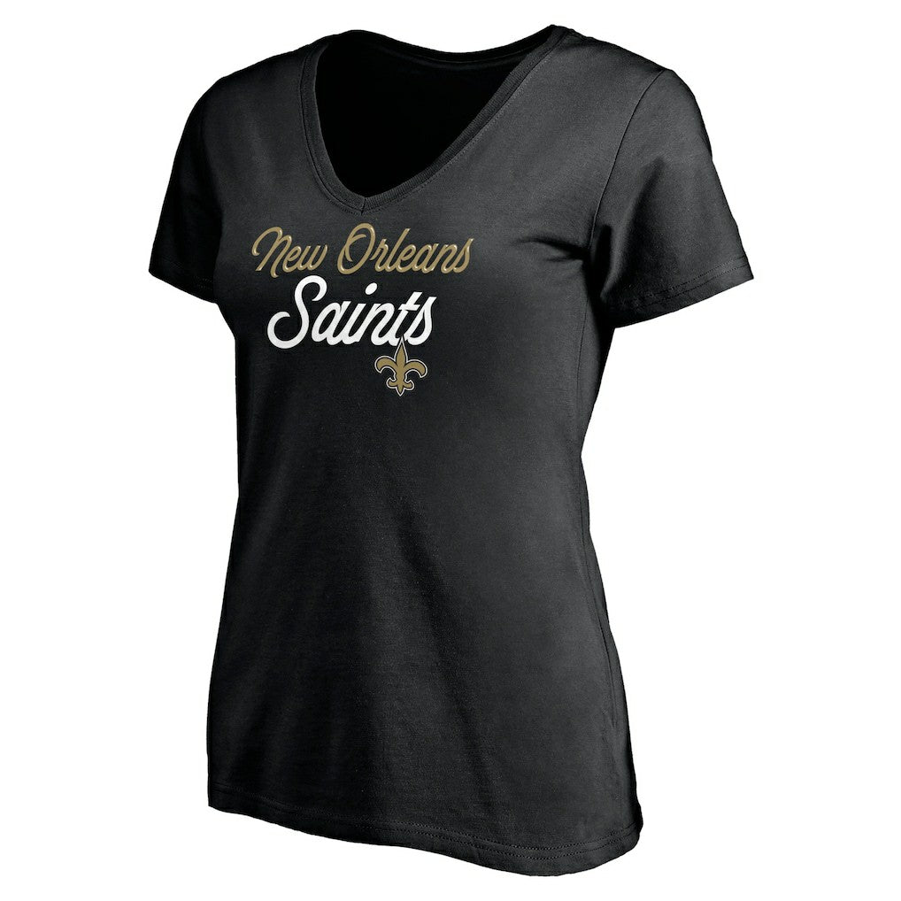 New Orleans Saints Women's Long Stride V-Neck T-Shirt Black