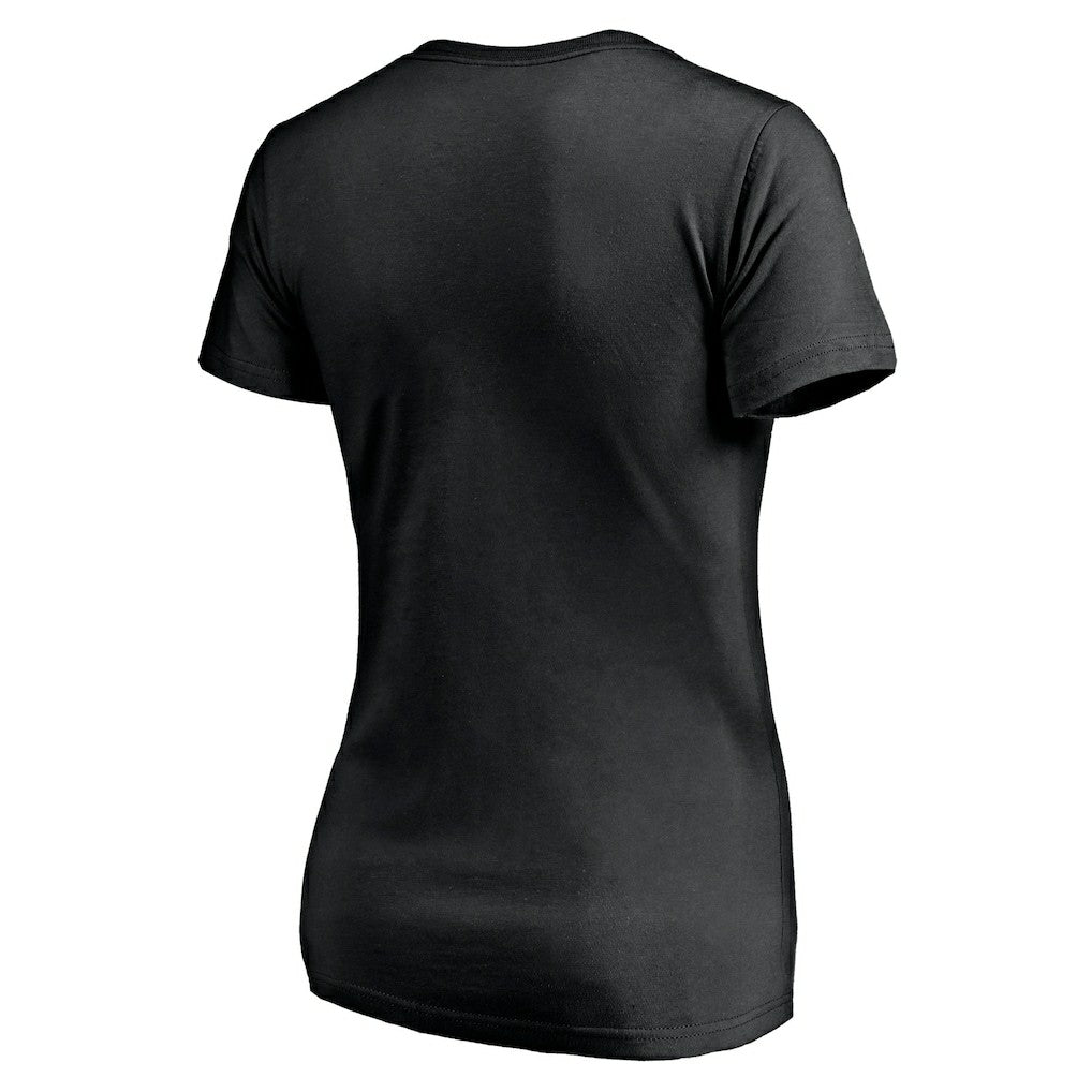 Pittsburgh Steelers Women's Long Stride V-Neck T-Shirt Black