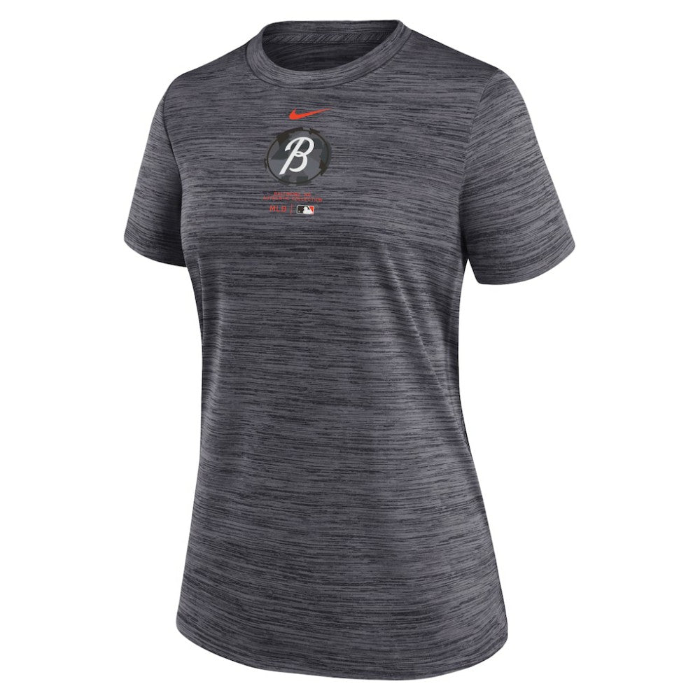 Baltimore Orioles Nike Women's City Connect Practice Velocity T-Shirt - Charcoal T-shirts