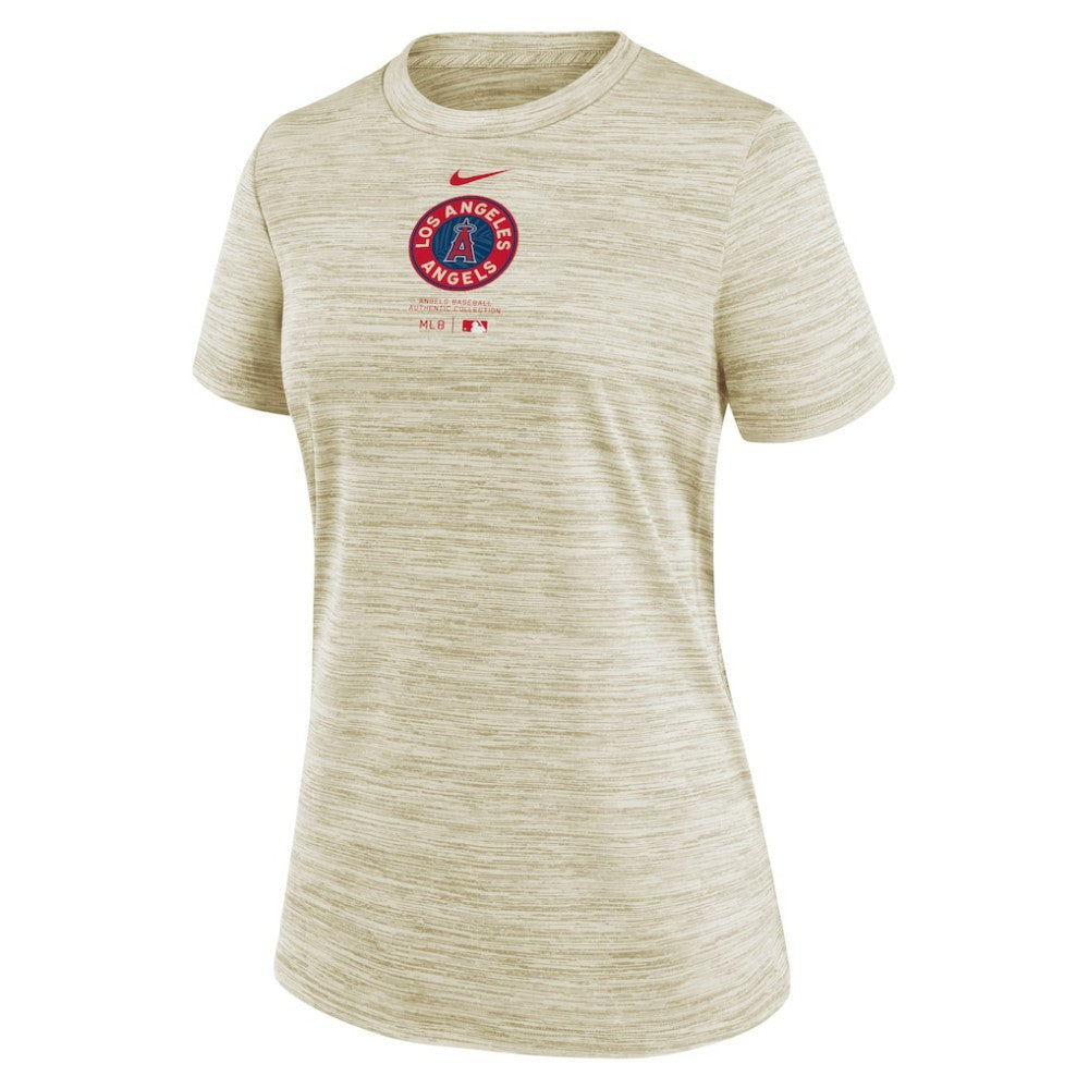 Los Angeles Angels Nike Women's City Connect Practice Velocity T-Shirt - Cream T-shirts