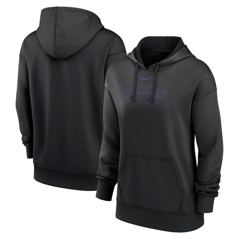 Colorado Rockies Nike Women's Authentic Collection Performance Pullover Hoodie - Black Hoodies
