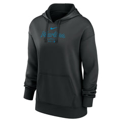Miami Marlins Nike Women's Authentic Collection Performance Pullover Hoodie - Black Hoodies
