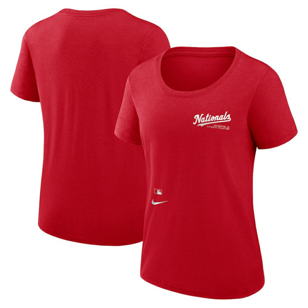 Washington Nationals Nike Women's Authentic Collection Performance Scoop Neck T-Shirt - Red T-shirts