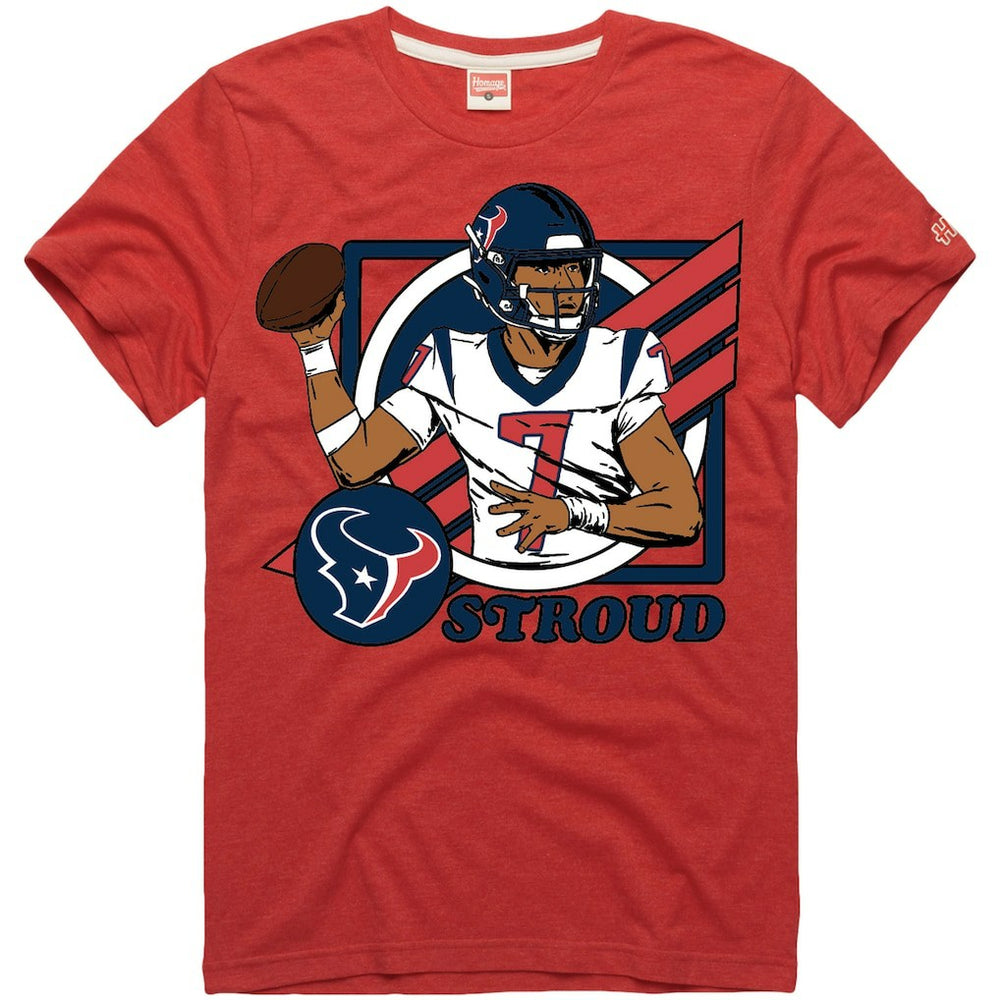 C.J. Stroud Houston Texans Homage Unisex Caricature Player Tri-Blend T-Shirt Red