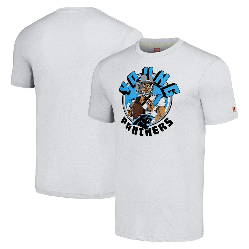 Bryce Young Carolina Panthers Homage Unisex Caricature Player Tri-Blend T-Shirt Ash