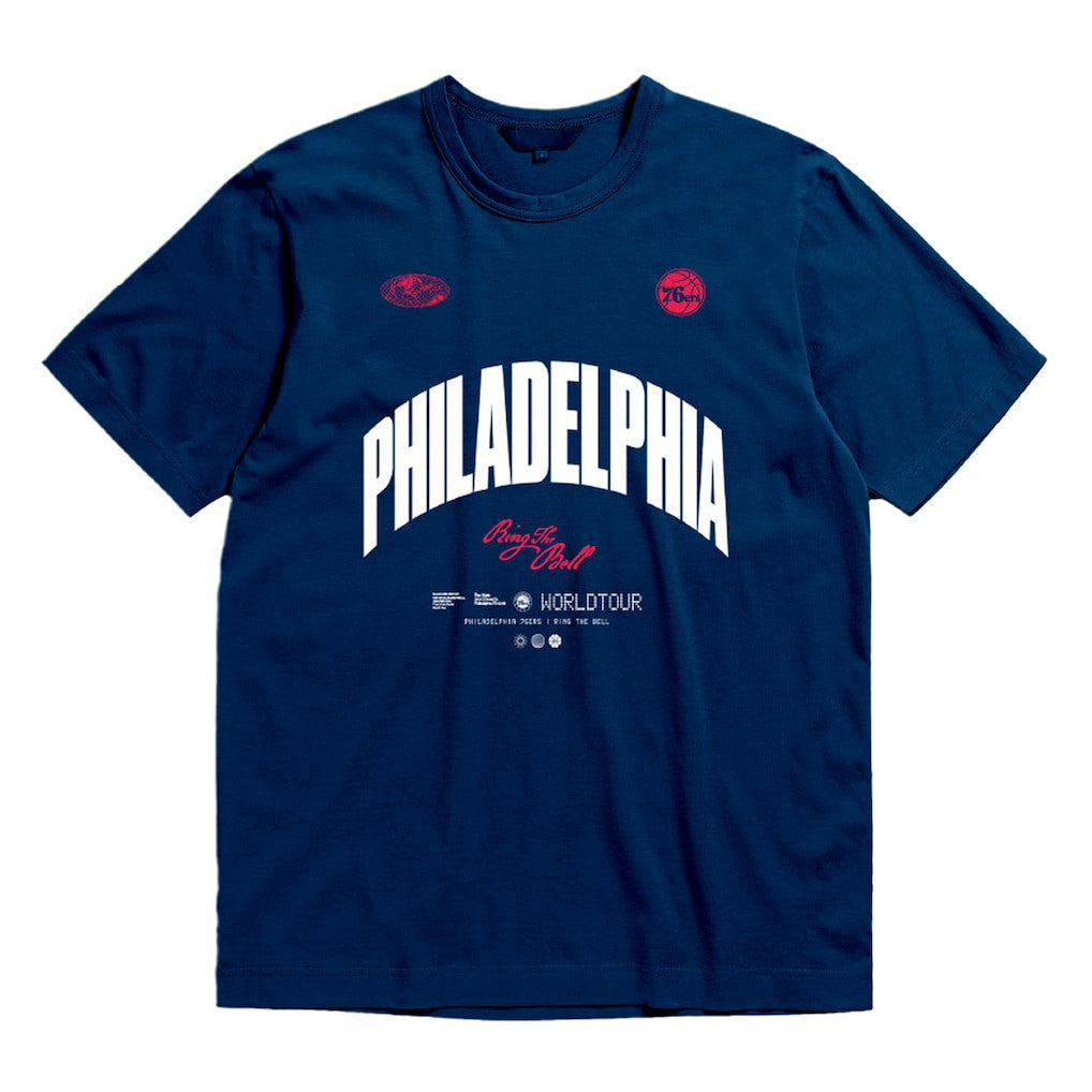 Philadelphia 76ers Bleacher Report x  Unisex World Tour T-Shirt Navy