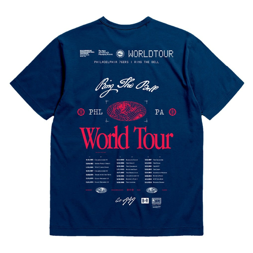 Philadelphia 76ers Bleacher Report x  Unisex World Tour T-Shirt Navy