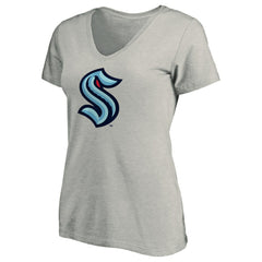 NHL Seattle Kraken Women's Primary Logo V-Neck T-Shirt - Gray