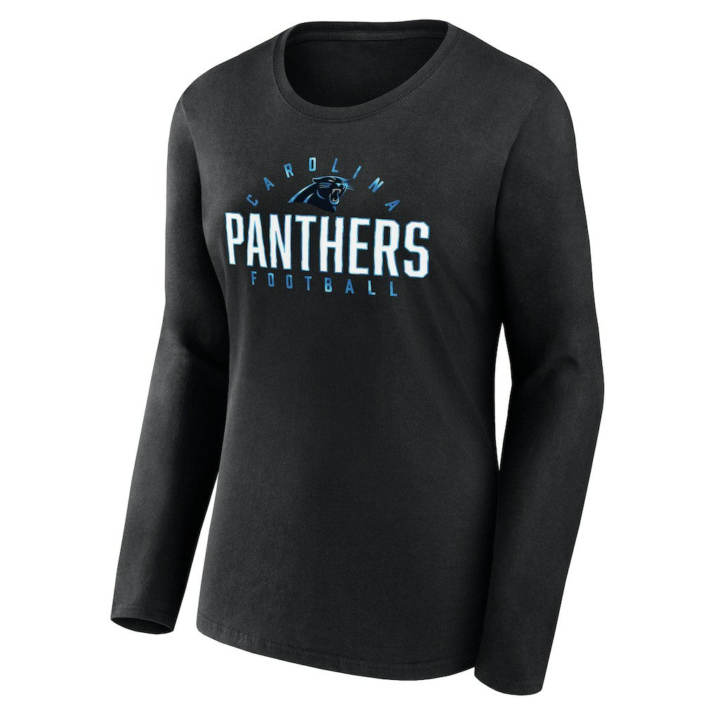 Carolina Panthers Women's Plus Size Foiled Play Long Sleeve T-Shirt Black