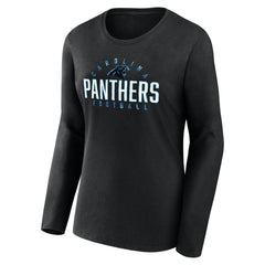 Carolina Panthers Women's Plus Size Foiled Play Long Sleeve T-Shirt Black