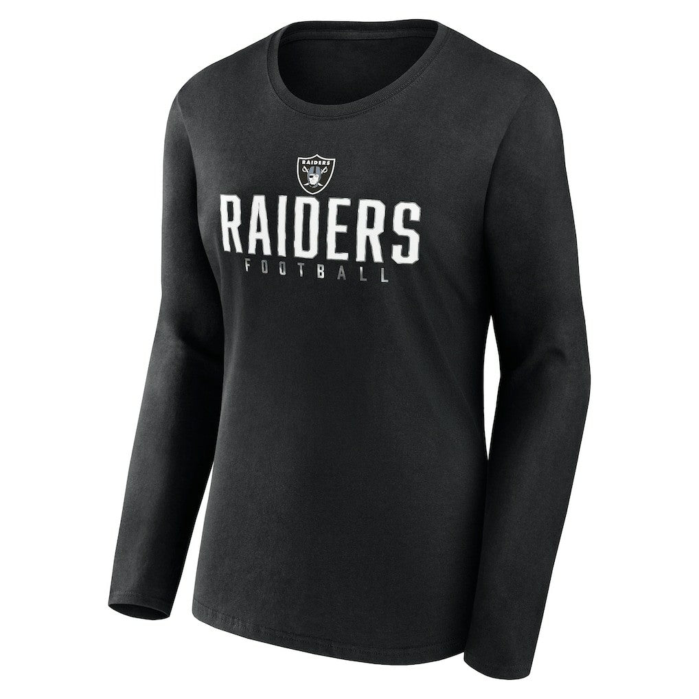 Las Vegas Raiders Women's Plus Size Foiled Play Long Sleeve T-Shirt Black