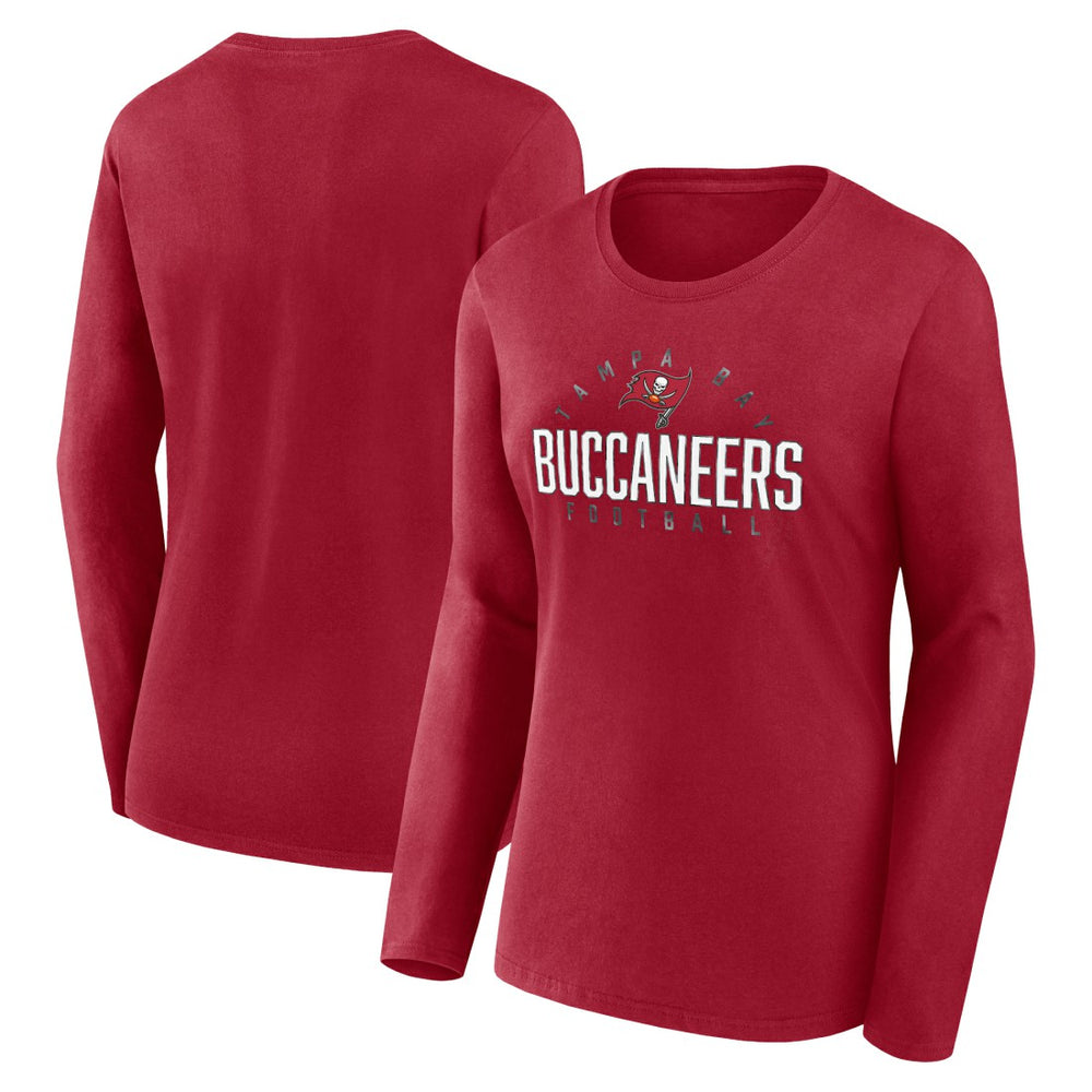 Tampa Bay Buccaneers Women's Plus Size Foiled Play Long Sleeve T-Shirt Red