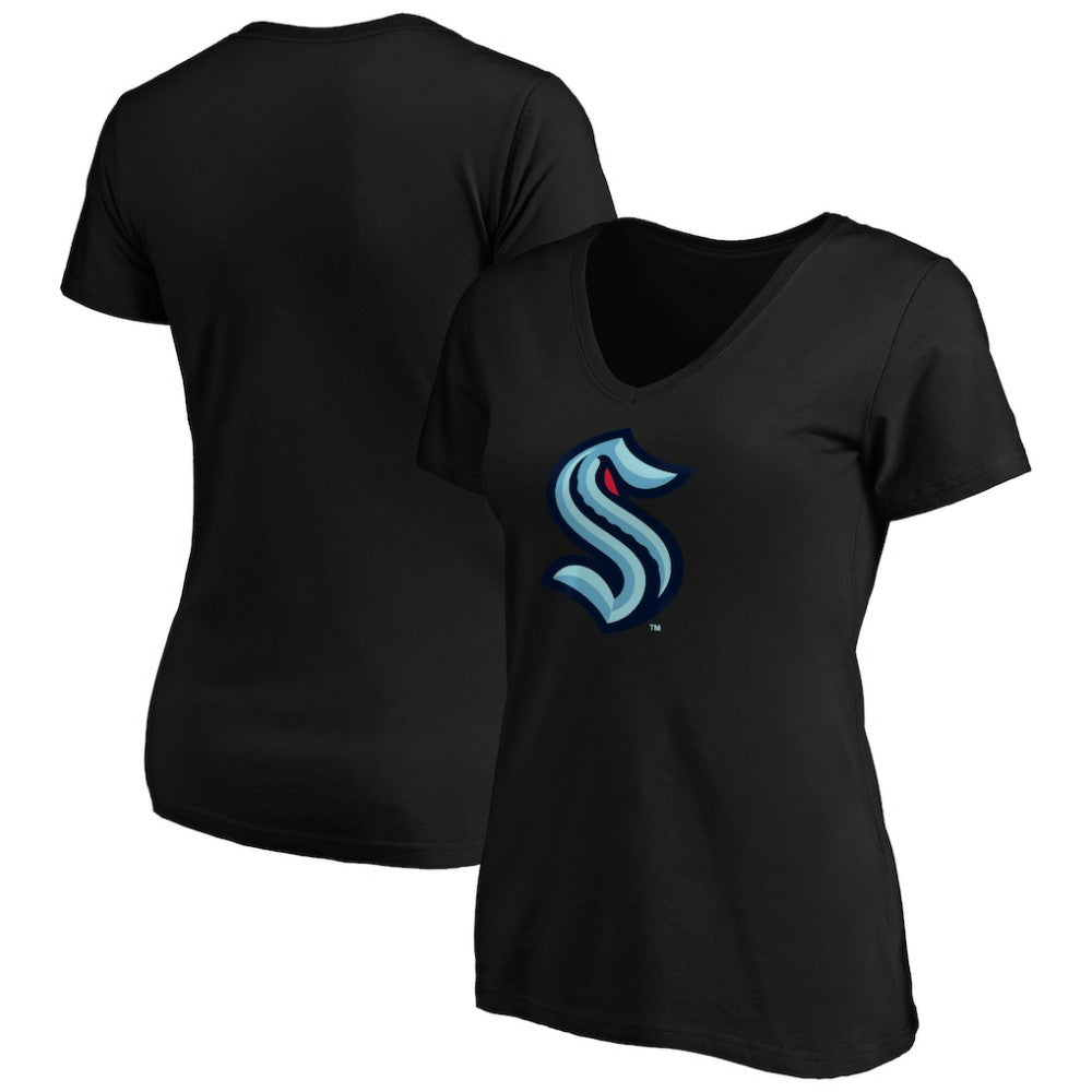 NHL Seattle Kraken Women's Primary Logo V-Neck T-Shirt - Black