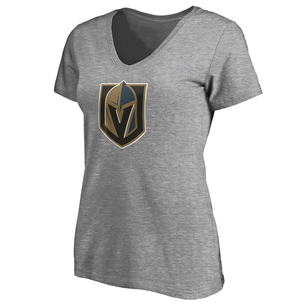 NHL Vegas Golden Knights Women's Primary Logo V-Neck T-Shirt - Gray