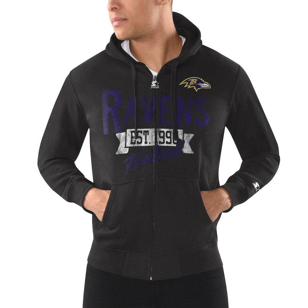 Baltimore Ravens Starter Domestic Post Season Full-Zip Hoodie Black
