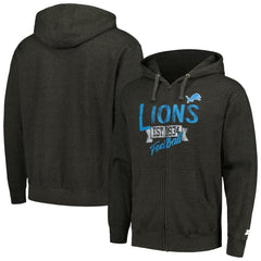 Detroit Lions Starter Domestic Post Season Full-Zip Hoodie Charcoal