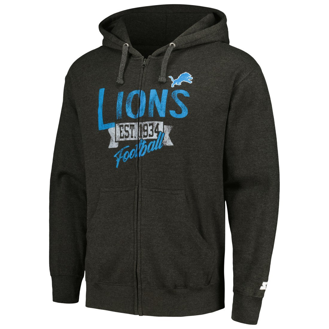 Detroit Lions Starter Domestic Post Season Full-Zip Hoodie Charcoal
