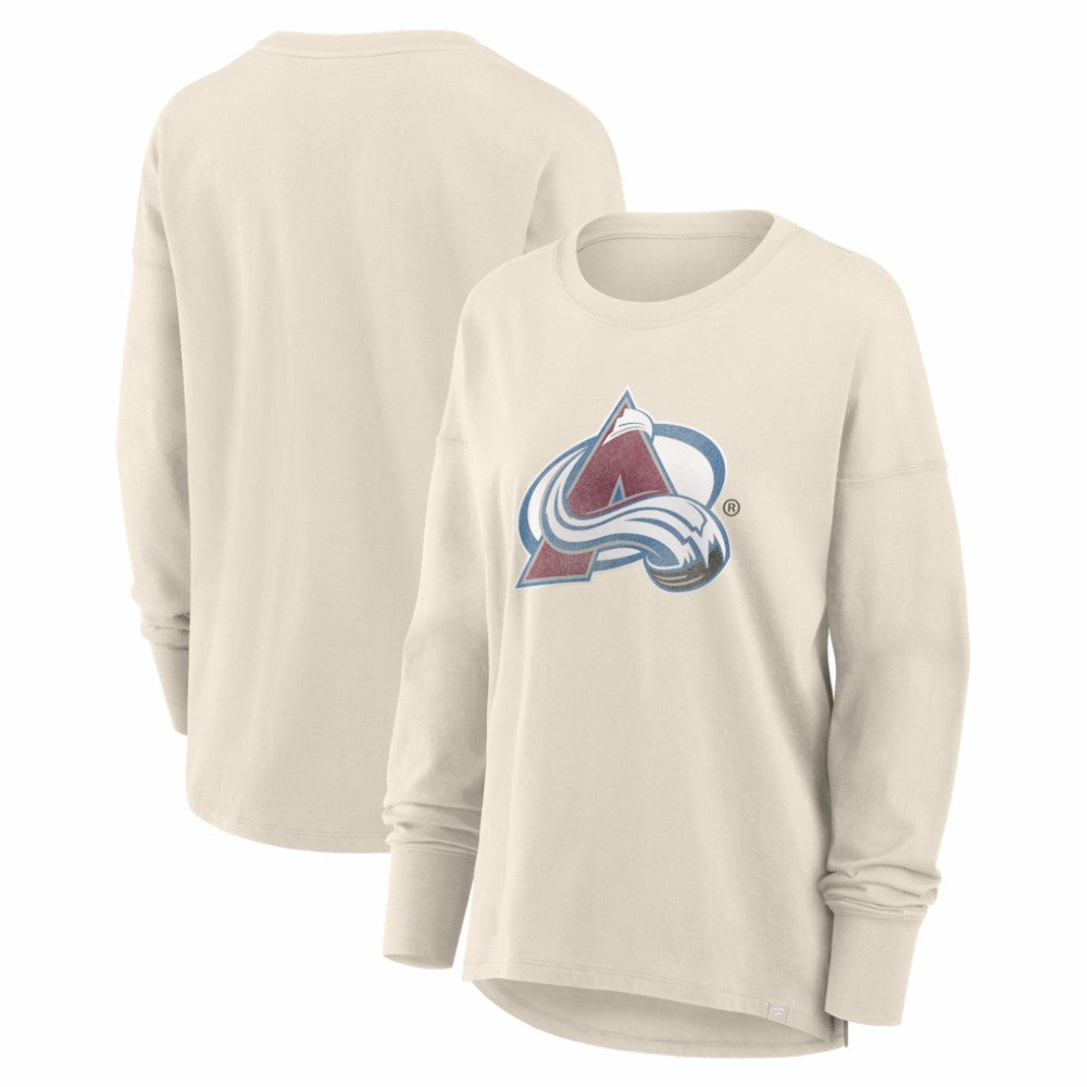 NHL Colorado Avalanche Fanatics Women's Distressed Logo Long Sleeve T-Shirt - Cream