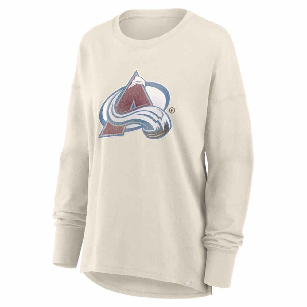NHL Colorado Avalanche Fanatics Women's Distressed Logo Long Sleeve T-Shirt - Cream